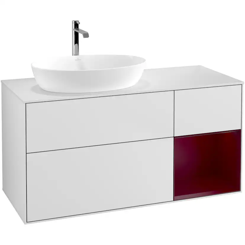 Tvättställsskåp Villeroy & Boch Finion med 3 Lådor Hylla och Bänkskiva för Ocentrerat Tvättställ från Artis & Collaro