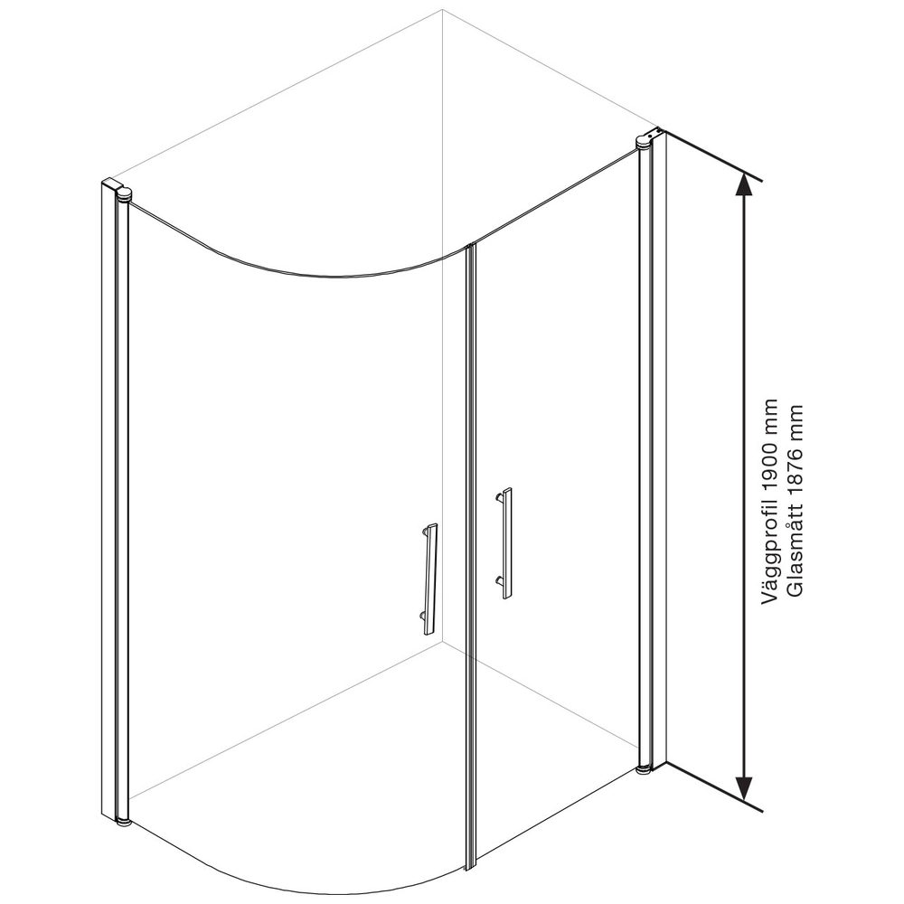 Duschhörn Arrow Free + Door/DuoDoor Klarglasx800x670