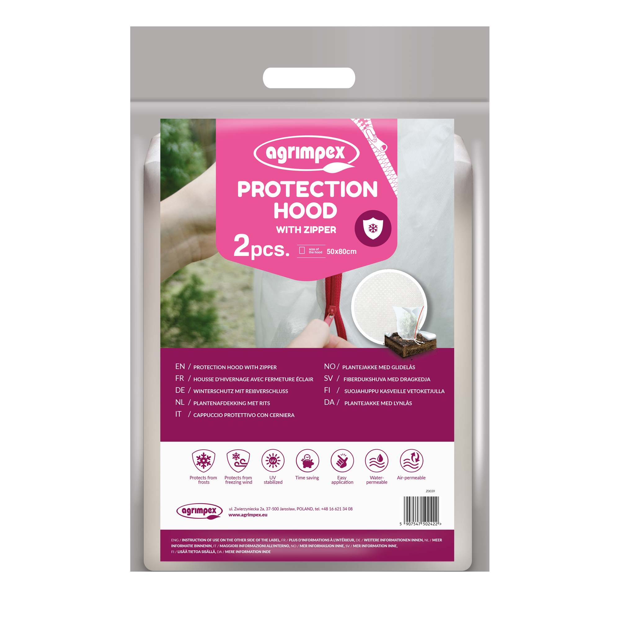 Fiberdukshuvua Jabo Agrimpex med Dragkedja Vit