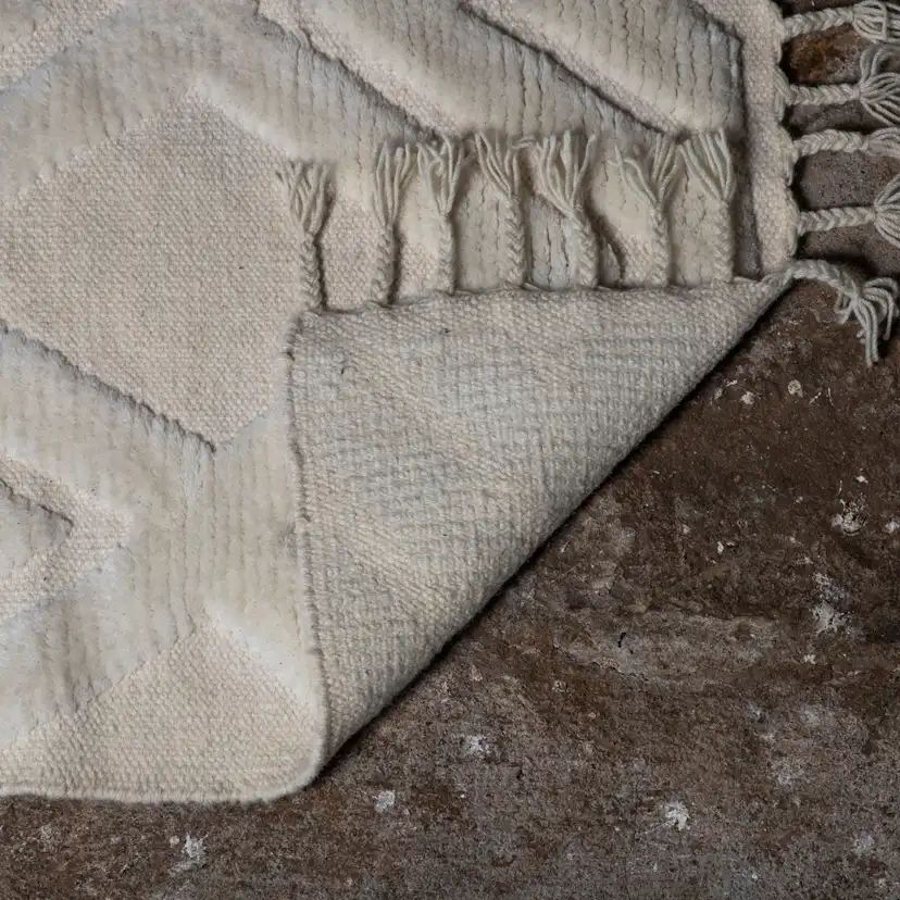 Dahlia Wool - 300*400- -Rectangular-White Vit, Mått: 300x400 cm