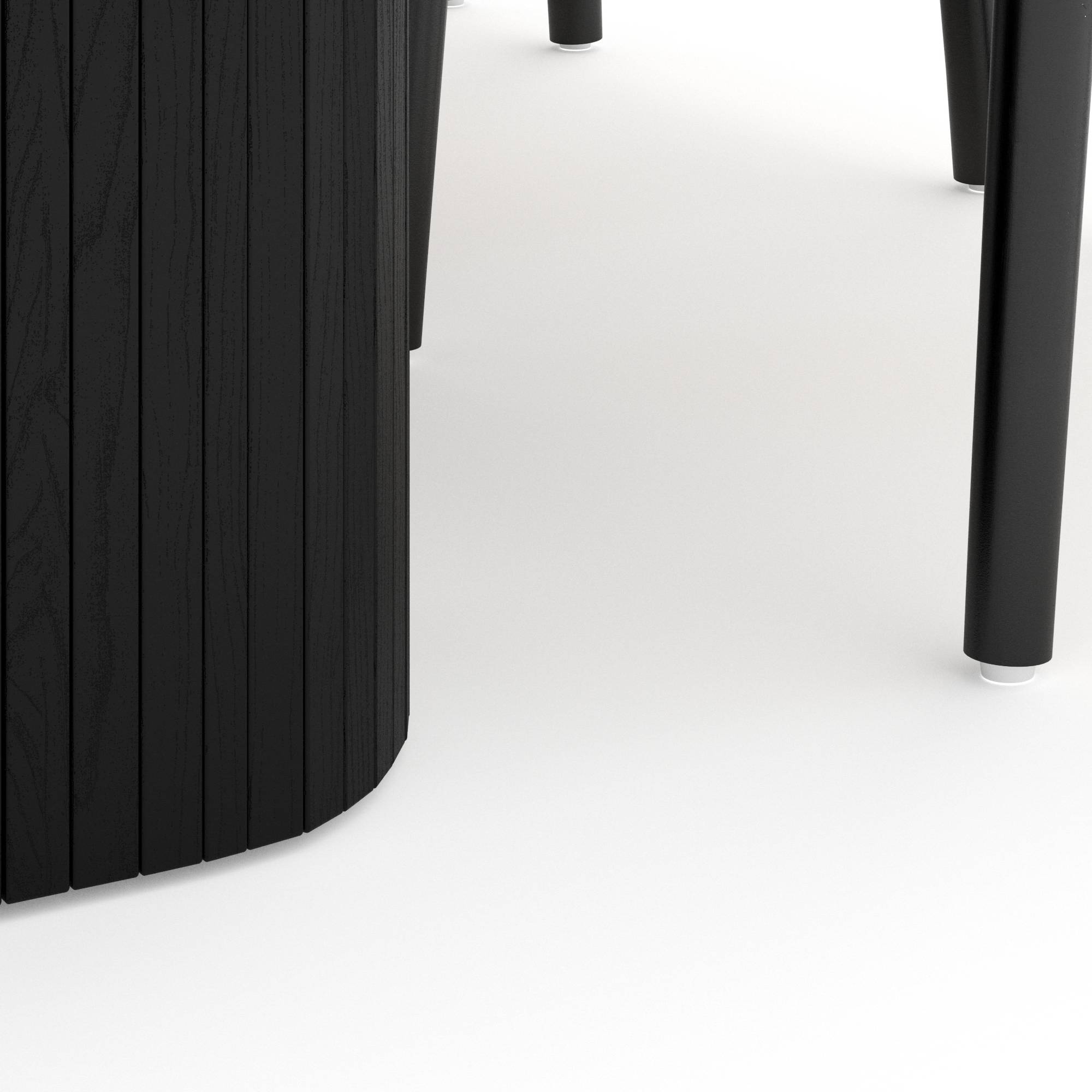 Matgrupp Bark Kopparbo Rektangulärt Matbord 200x90 cm med 6 Dastoori Matstol Svart