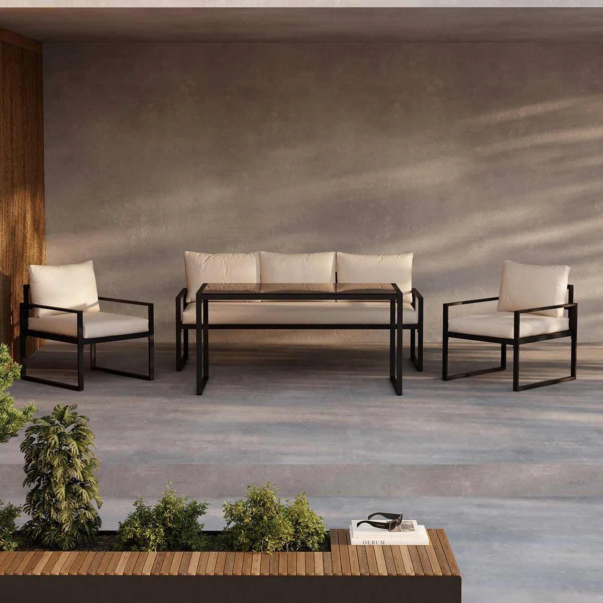Catania Sofa Set - Black/Beige Svart/Beige