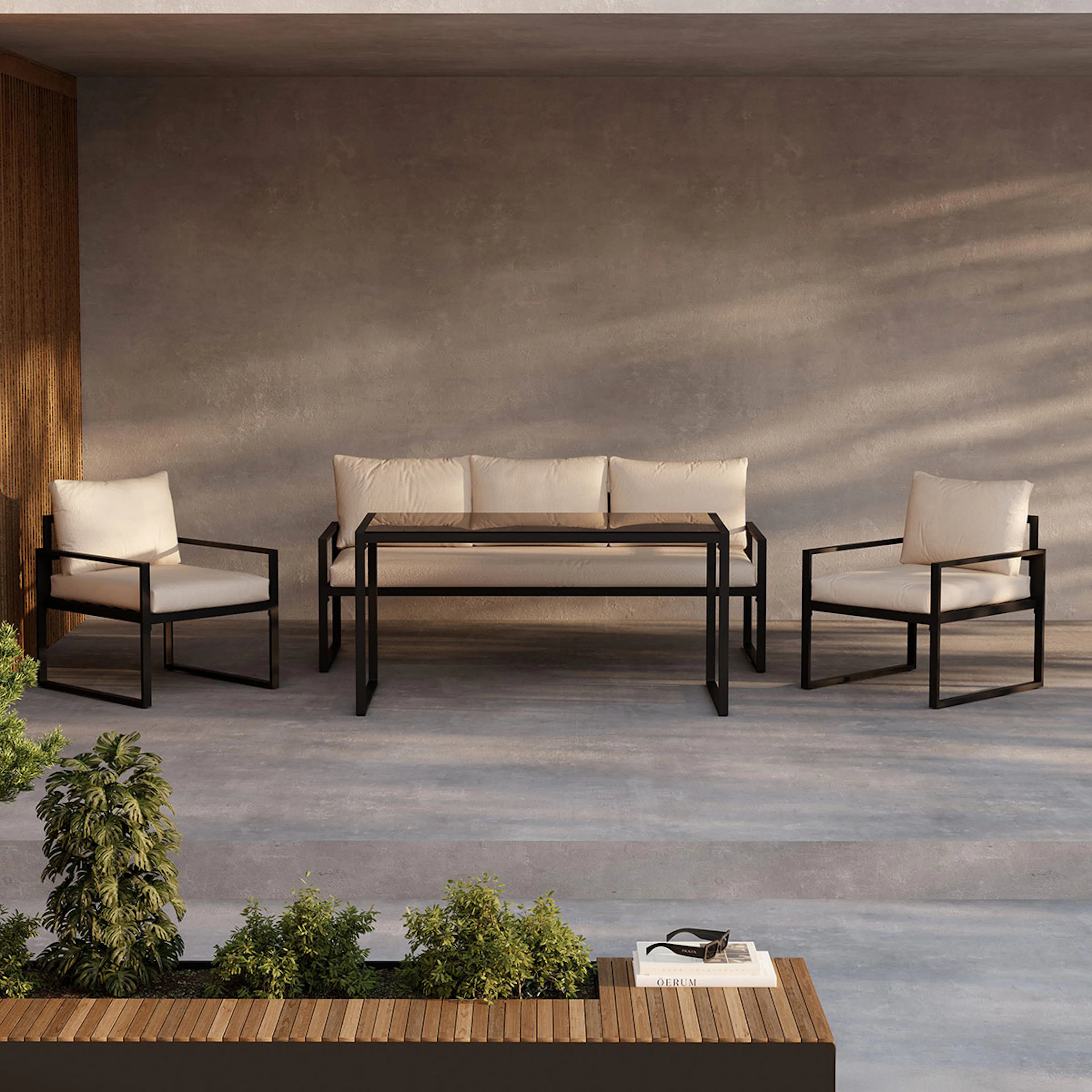 Catania Sofa Set - Black/Beige Svart/Beige