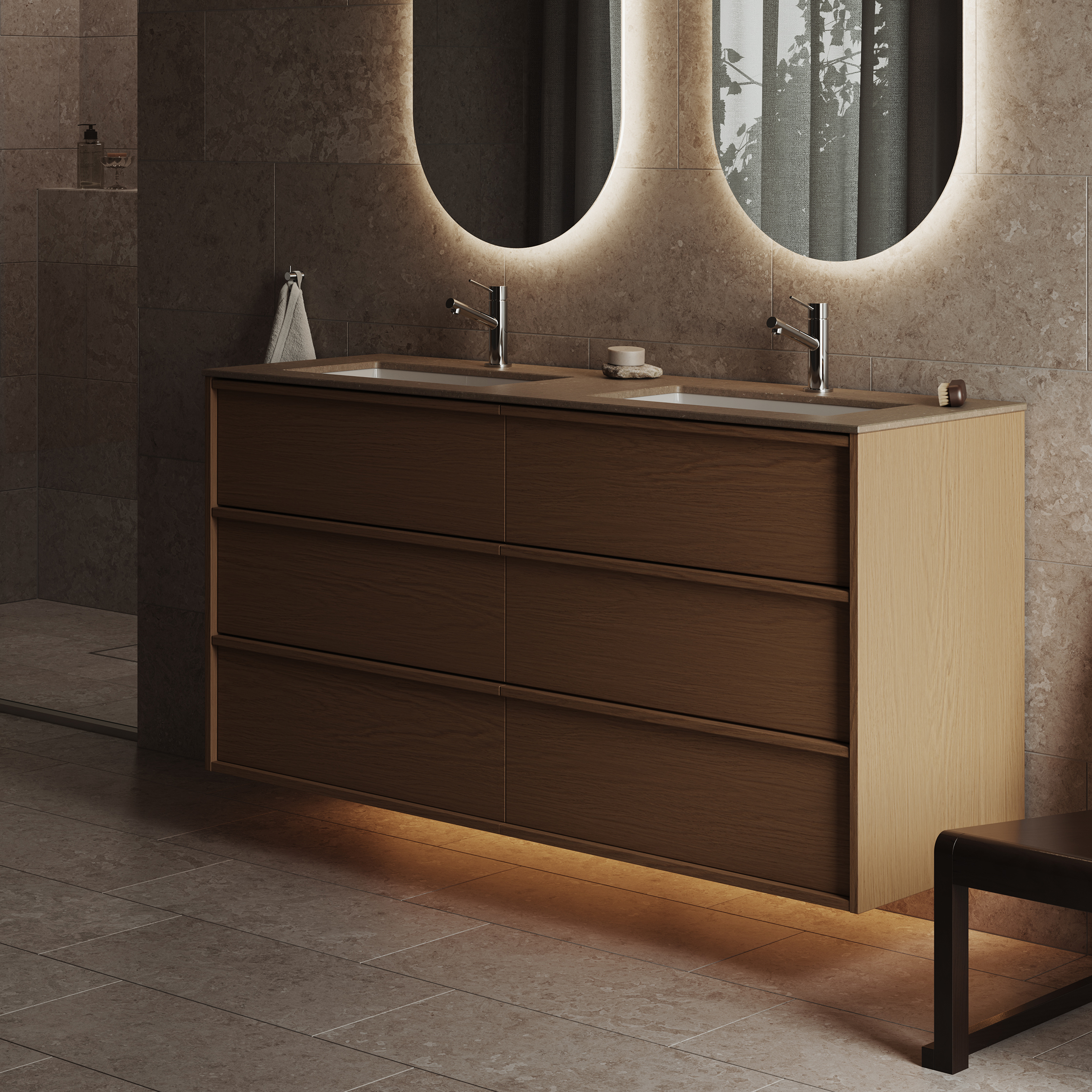 Kommod Terra Carve 160 D, Dark Oak, 6 Lådor Färg: Dark Oak, Bredd: 1600 mm