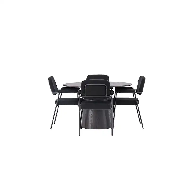 Matgrupp Venture Home Lanzo Ø120 cm med 4 st Yesterday stolar