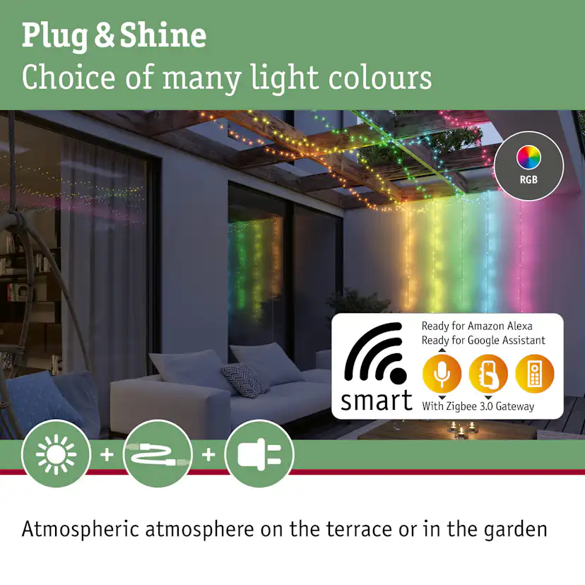 Ljusslinga LED Paulmann Yuna Fairy Lights Plug & Shine IP44 24V Ljus: RGB, Längd: 5 m