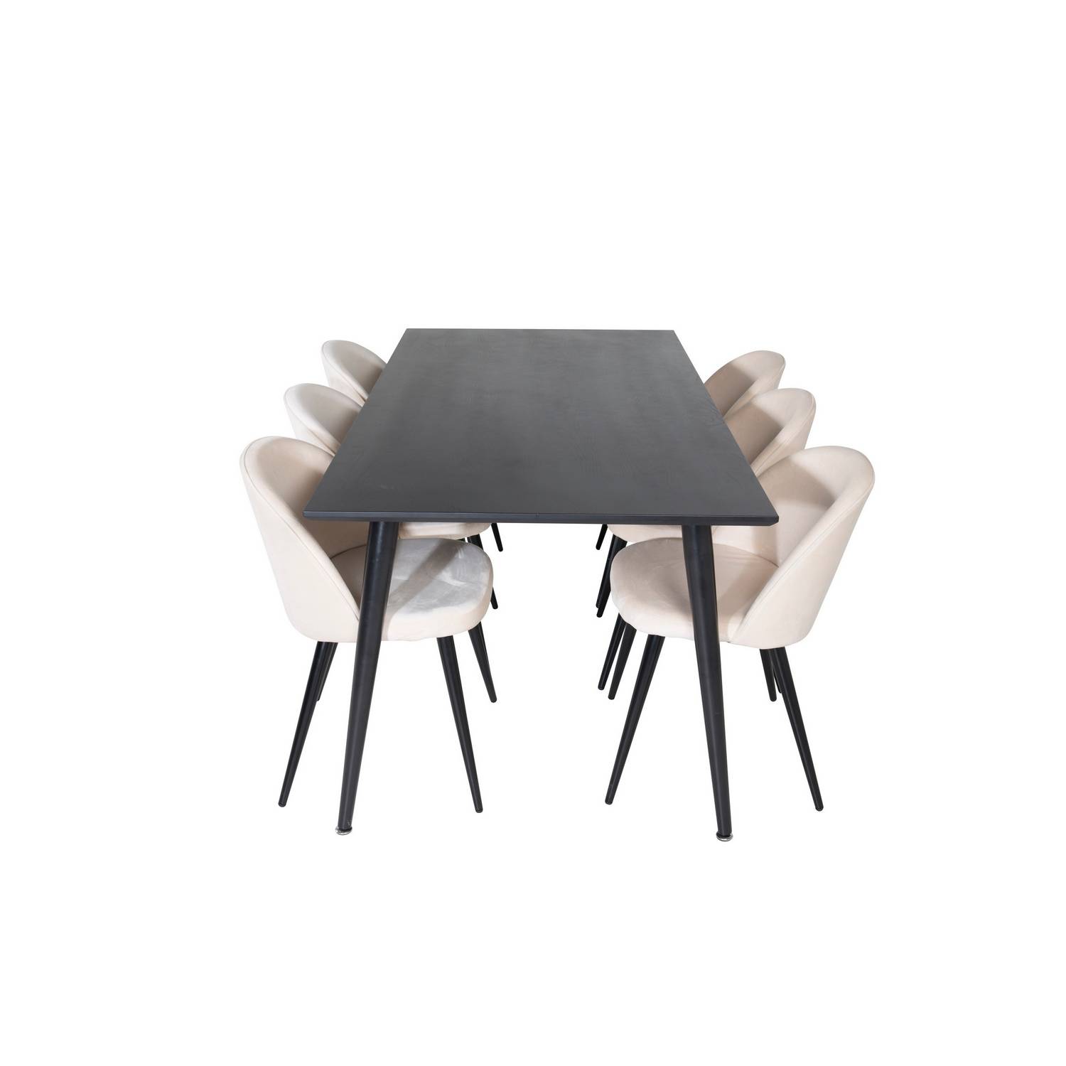 Matgrupp Basic Home Balisa Rektangulärt Matbord 180 cm med 6 Valeri Matstol