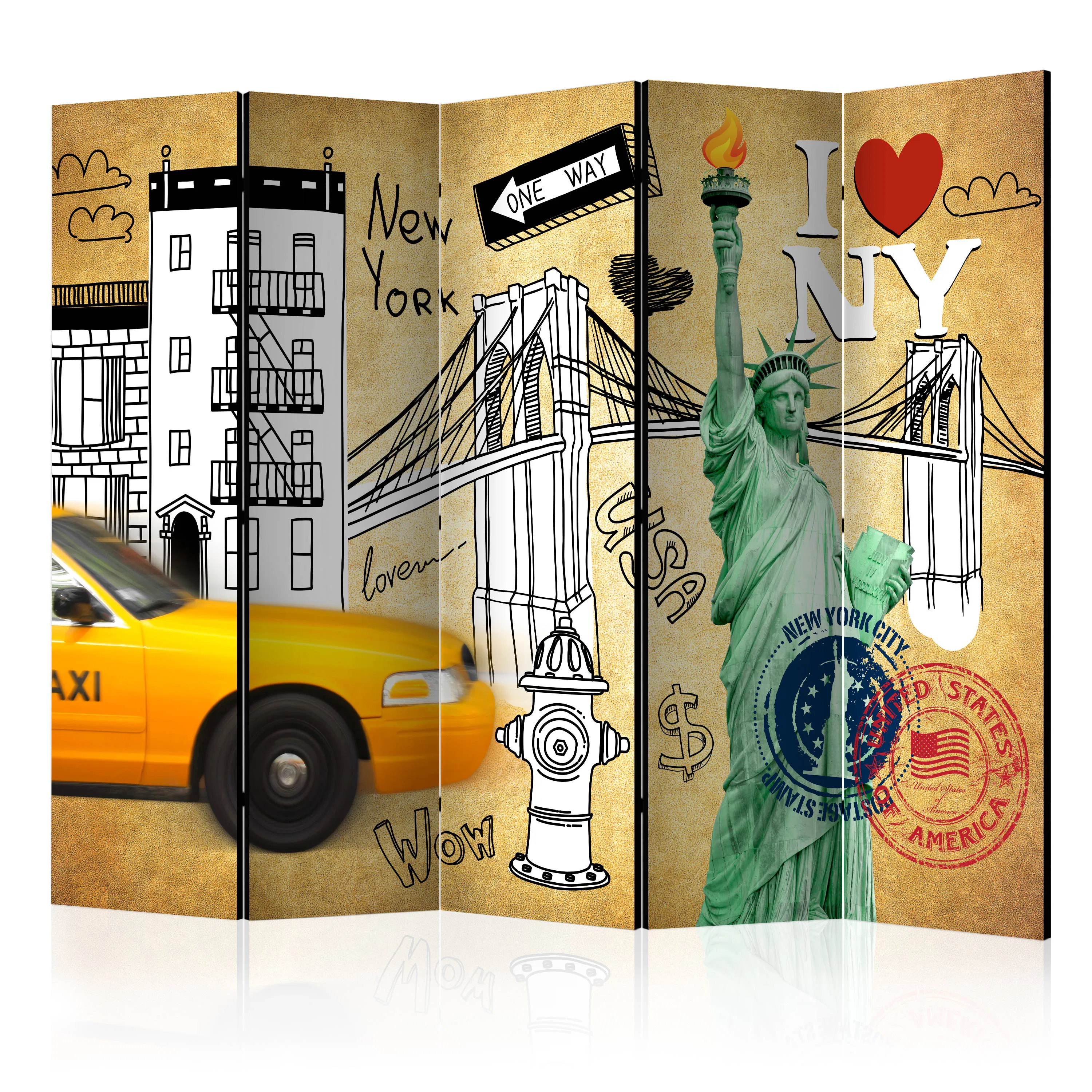 Rumsavdelare Skärmvägg Arkiio One Way New York II 225x172 cm