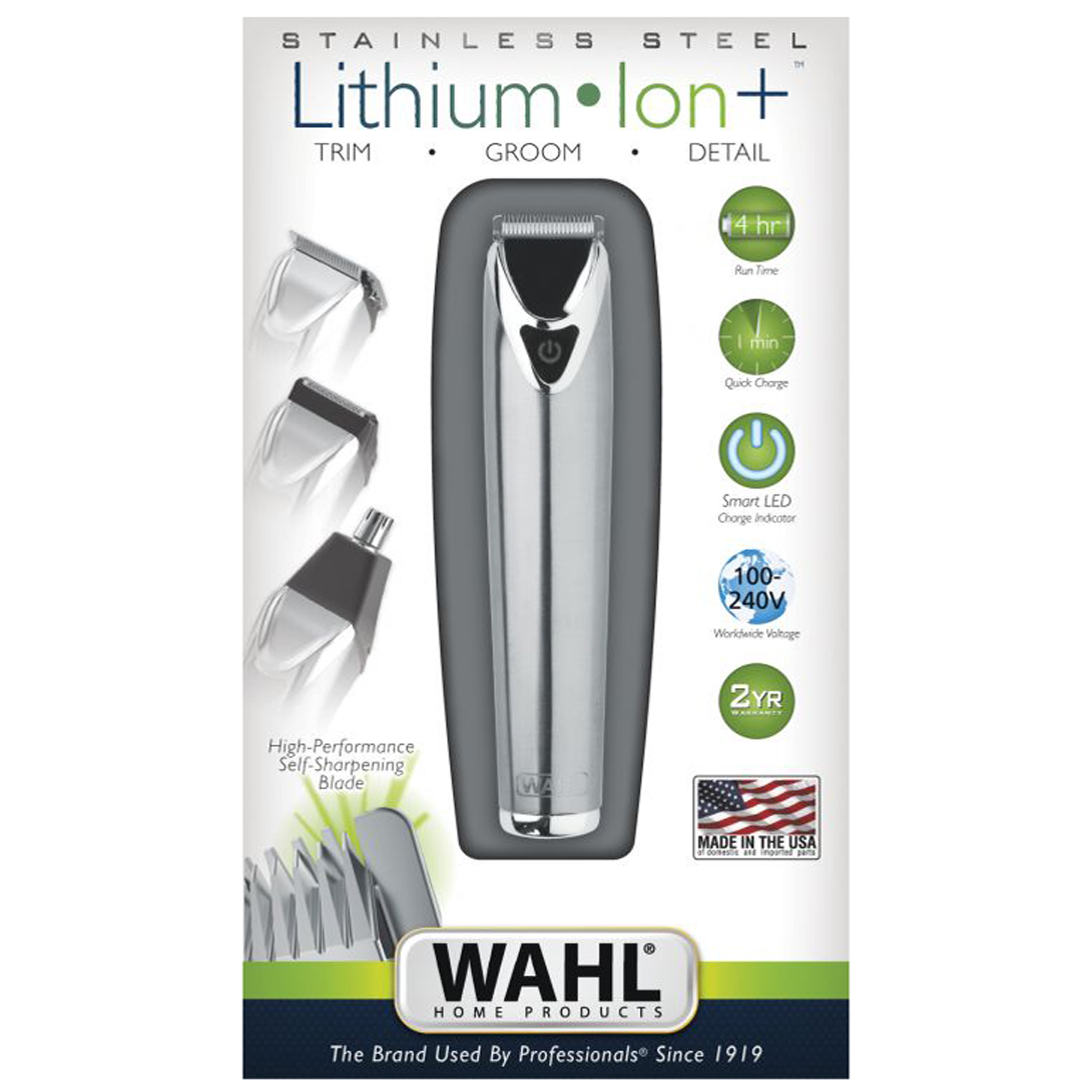 Skäggtrimmer Wahl Stainless Steel Li+ 9818-116 Metallisk Hårtrimmer