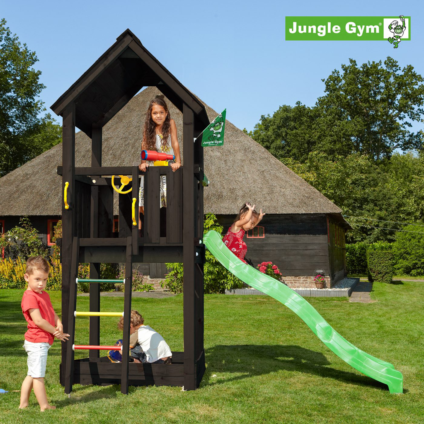 Lektorn Jungle Gym Club inkl. rutschkana, grundmålat svart