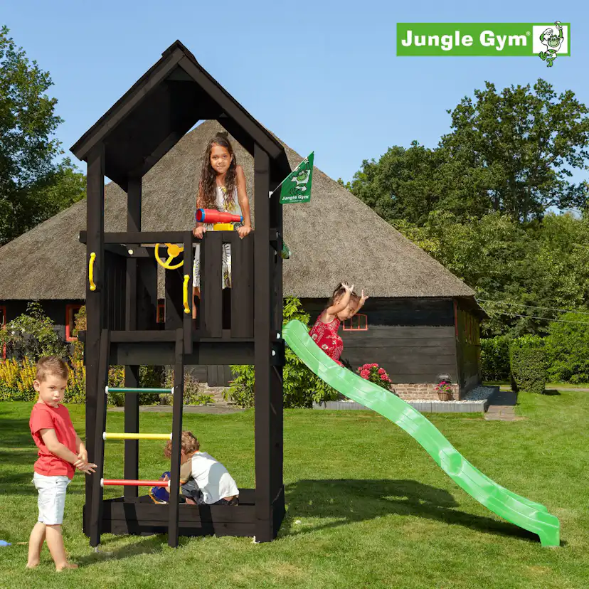 Lektorn Jungle Gym Club inkl. rutschkana, grundmålat svart