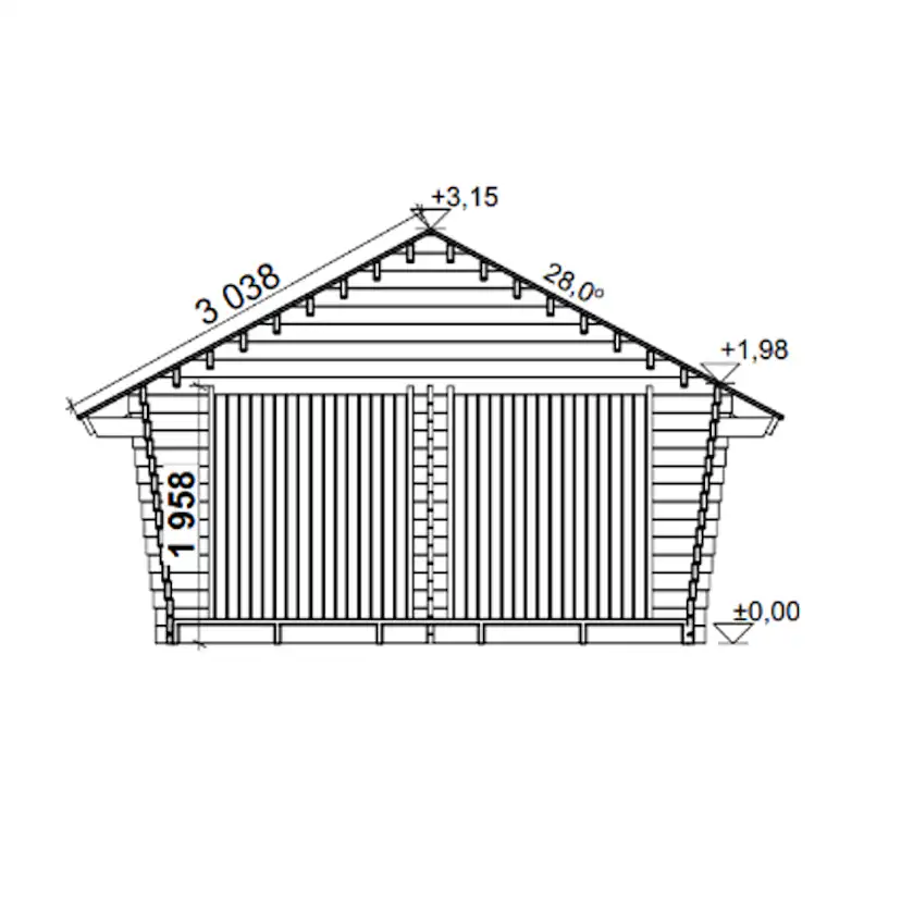 Timmerförråd LP Garden U-L (16m²) Lutande Tät Vägg