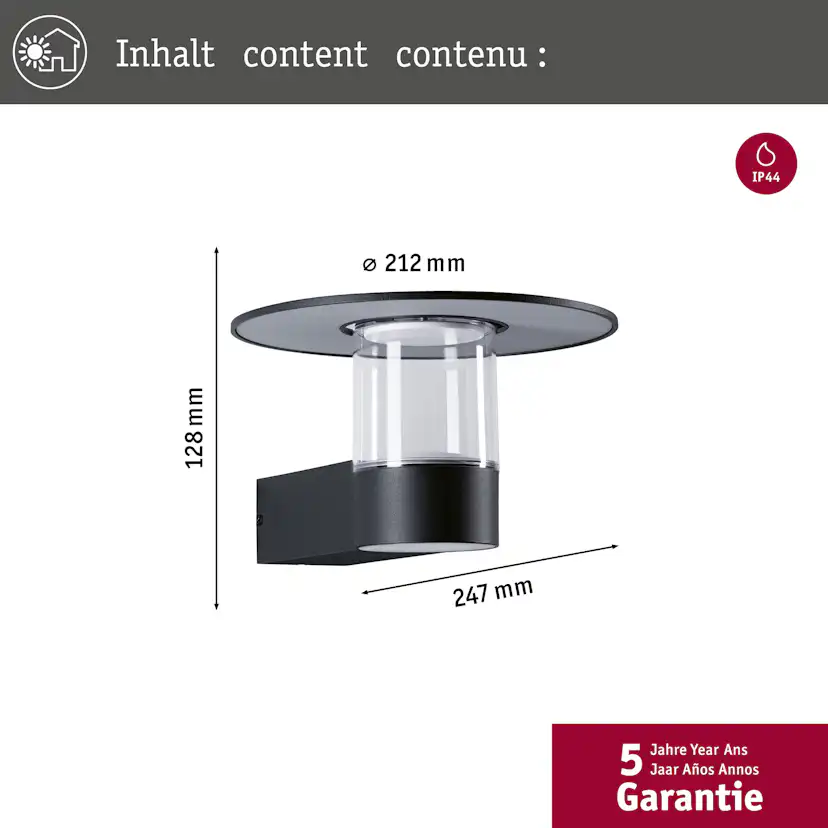 Fasadbelysning LED Paulmann Sienna med Skymningsstyrd rörelsedetektor Seawater Resistant IP44 230V