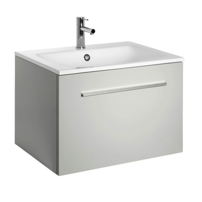 ELLA AQUA 50 KOMPAKT LJUSGRÅ ARIELLA handfat MINERALKOMPOSIT BxHxD: 605x415x390 mm, Ljusgrå, Tvättställ: Mineralkomposit