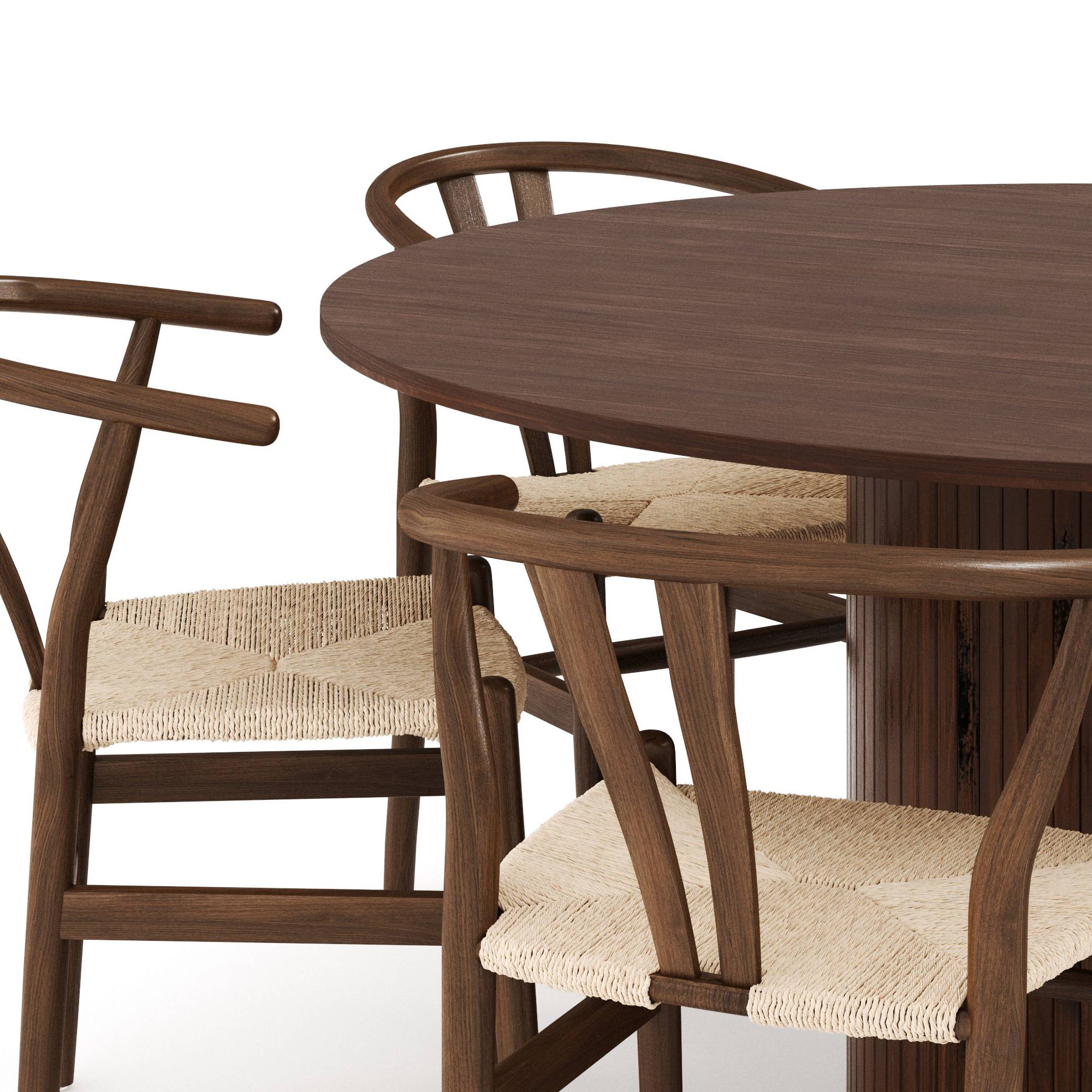 Matgrupp Bark Kopparbo Runt Matbord 150 cm med 6Dastoori V Matstol