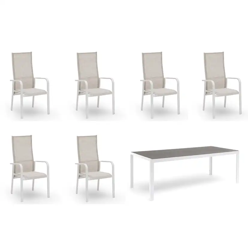 Matgrupp Utomhus Hillerstorp Hånger 6st Positionsfåtöljer med Trädgårdsbord 90x210 cm