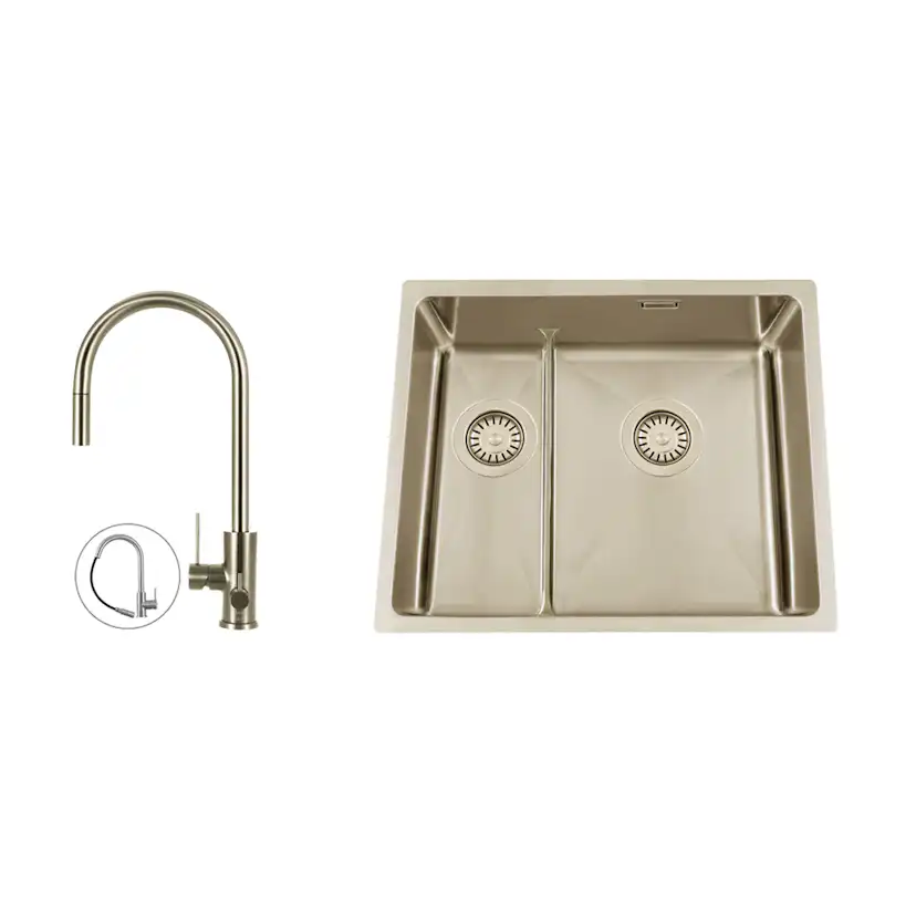 Diskho Nordic Tech Titan 53 KHX Nickel med Köksblandare Steel Accent D