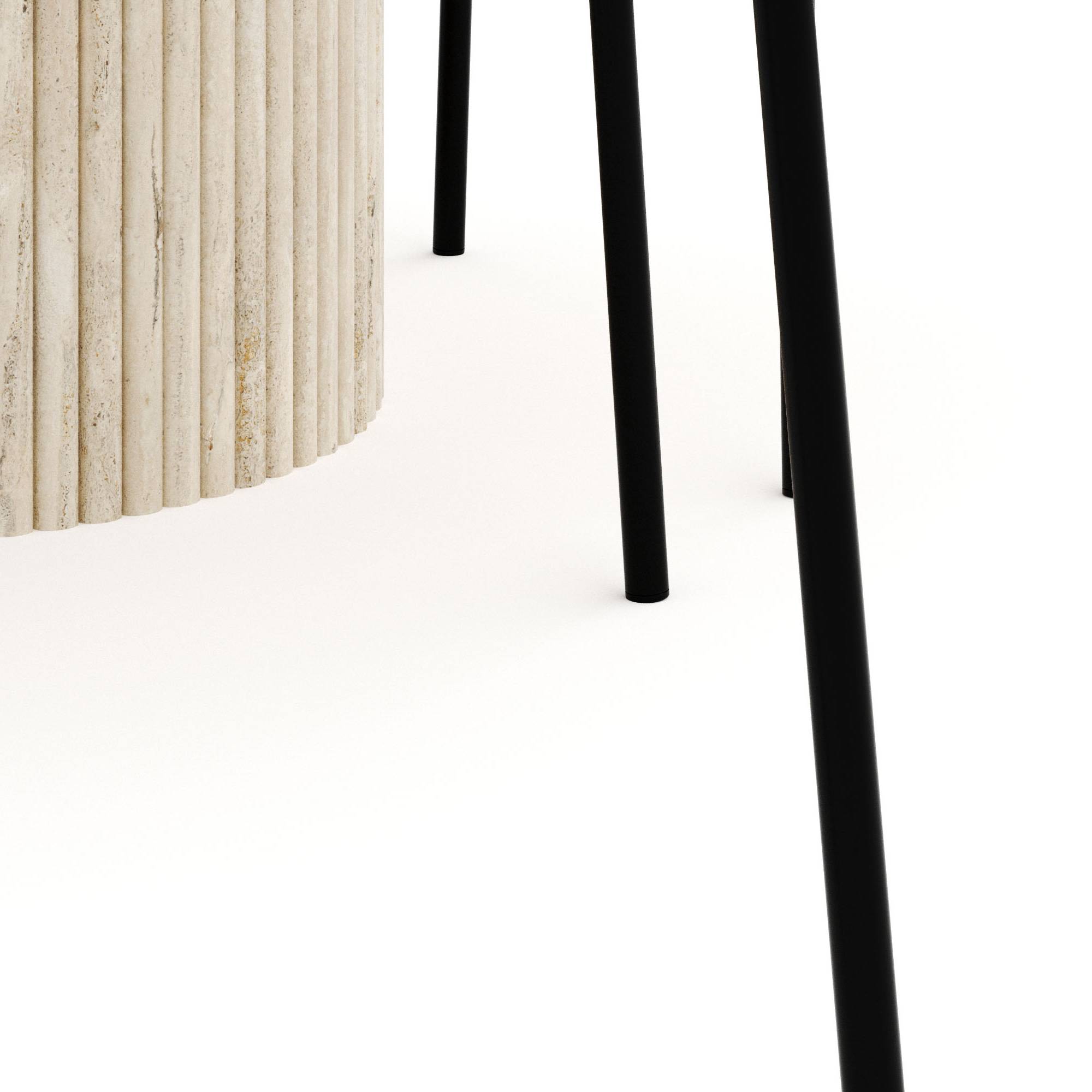 Matgrupp Andrarum Uppveda Runt Travertin Matbord 120 cm med 4Gemmiano Matstol