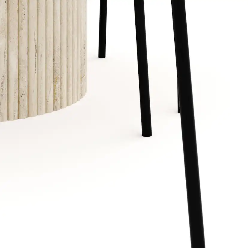 Matgrupp Andrarum Uppveda Runt Travertin Matbord 120 cm med 4Gemmiano Matstol