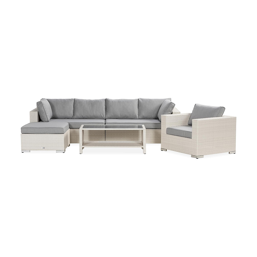 Bahamas Loungegrupp 6-sits Bord m Hylla Vit