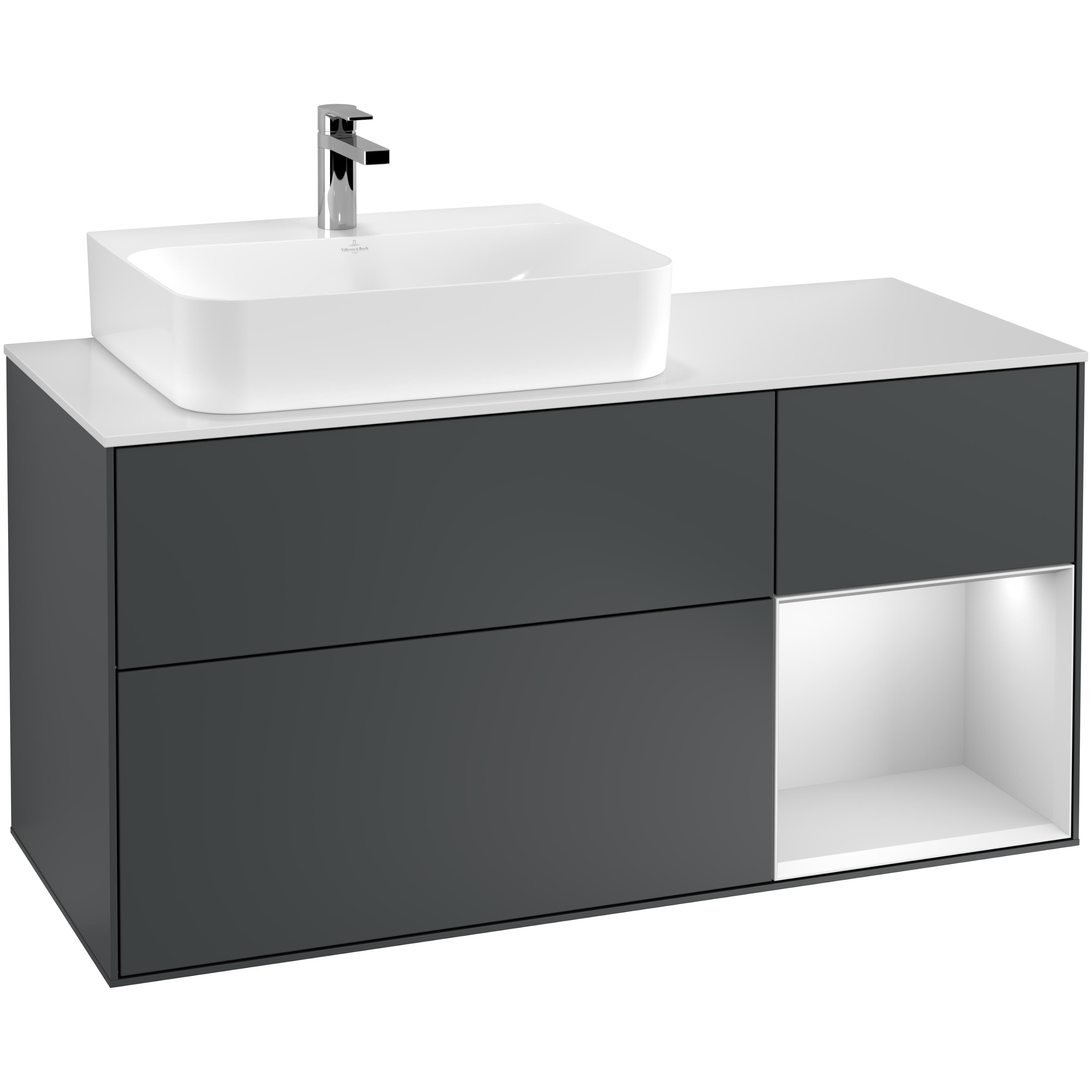 Tvättställsskåp Villeroy & Boch Finion med 3 Lådor Hylla och Bänkskiva för Ocentrerat Tvättställ