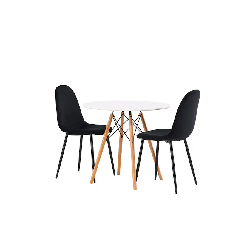 Matgrupp Venture Home Danburi Ø 60 cm med 2 Polar Sammet Stolar
