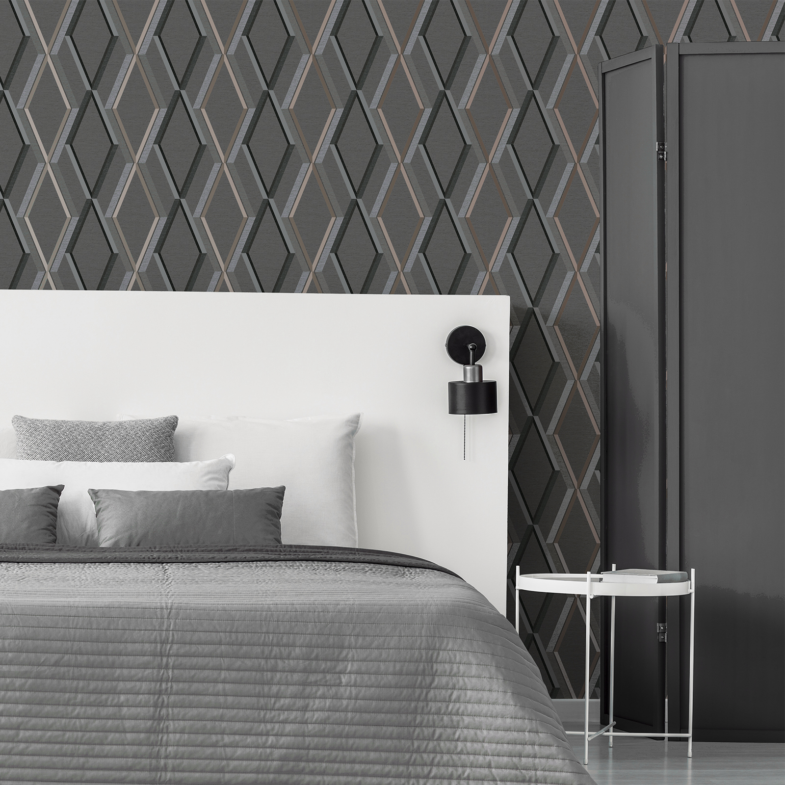 Tapet Superfresco Easy Prestige Geo Charcoal Svart