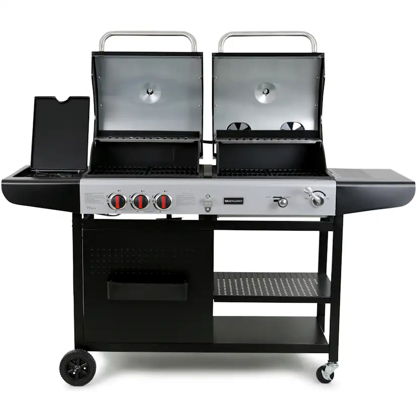 Gasol/Kolgrill Metalcraft Aurora Kombinationsgrill med Sidobrännare & Rostfria Brännare
