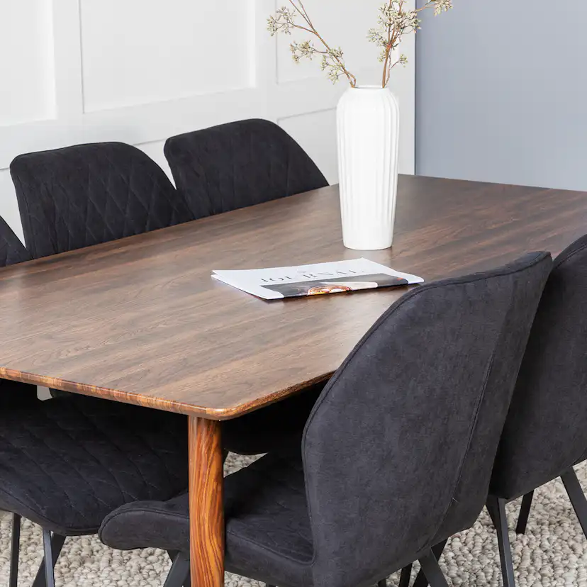 Polar Dining Table 180 cm+Gemma Dining Chair Valnöt/Svart