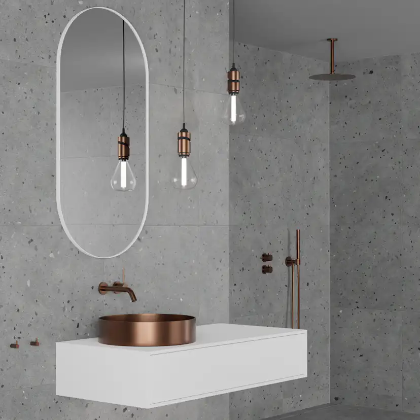 Takduschset Scandtap Steel Harmonized 2Z för Inbyggnad Amber Amber/Koppar