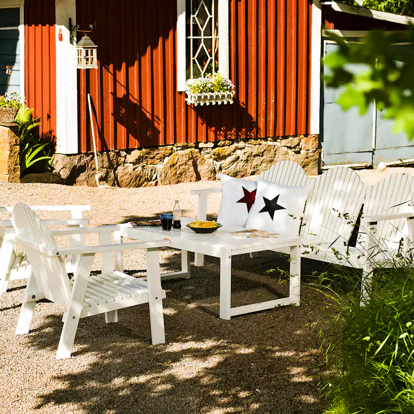 Trädgårdssoffa Hillerstorp Bullerö Vit, Träsoffa Utomhus för 4 Sittplatser