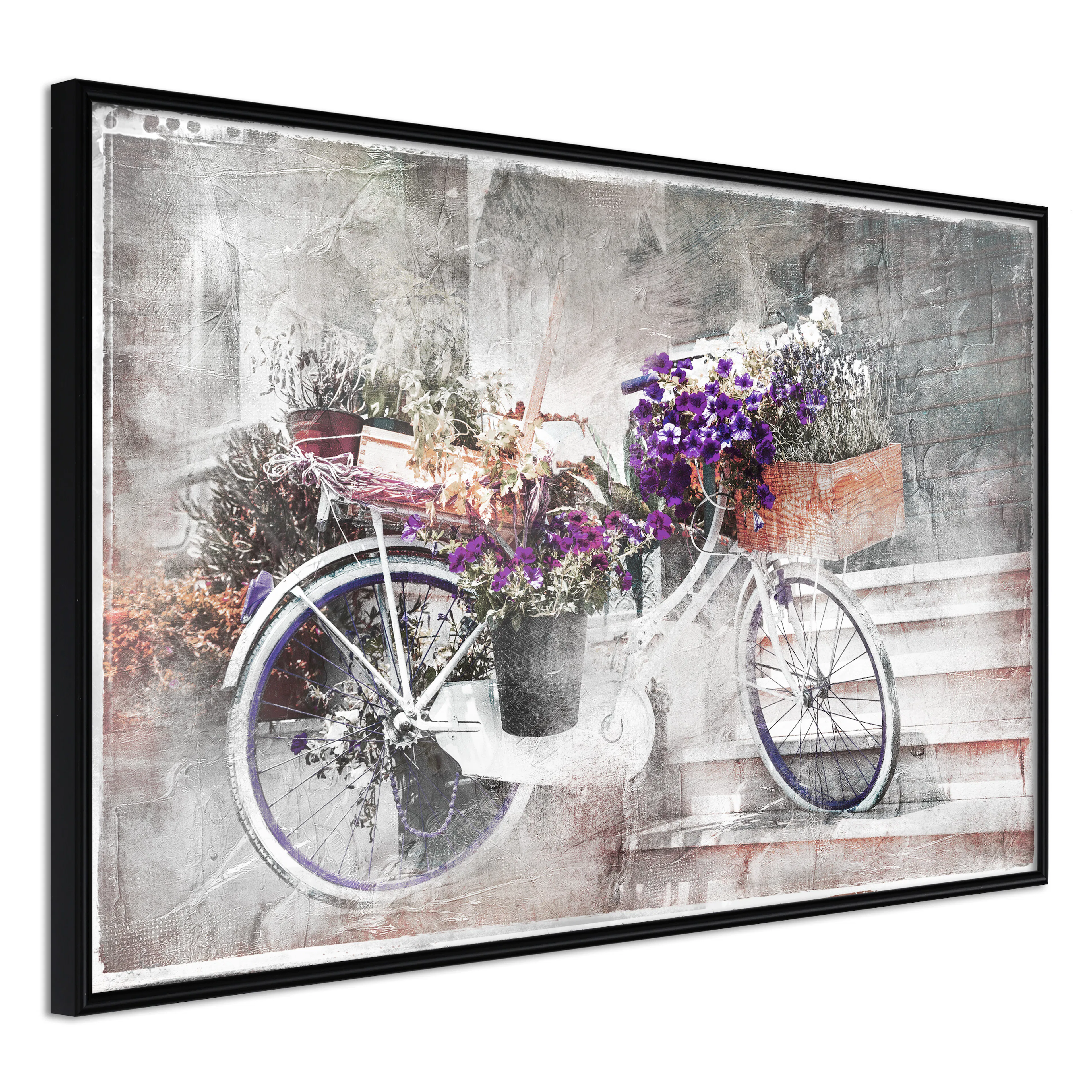 Affisch - Floral Bike [Poster] 30x20 Svart ram, 30x20 cm