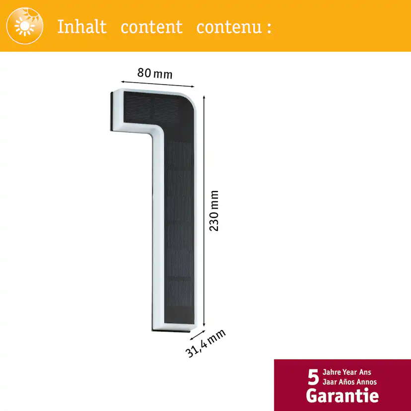 Fasadbelysning Solcell LED Paulmann Husnummer 0-9 med belysning inkl. utbytbart batteri IP44