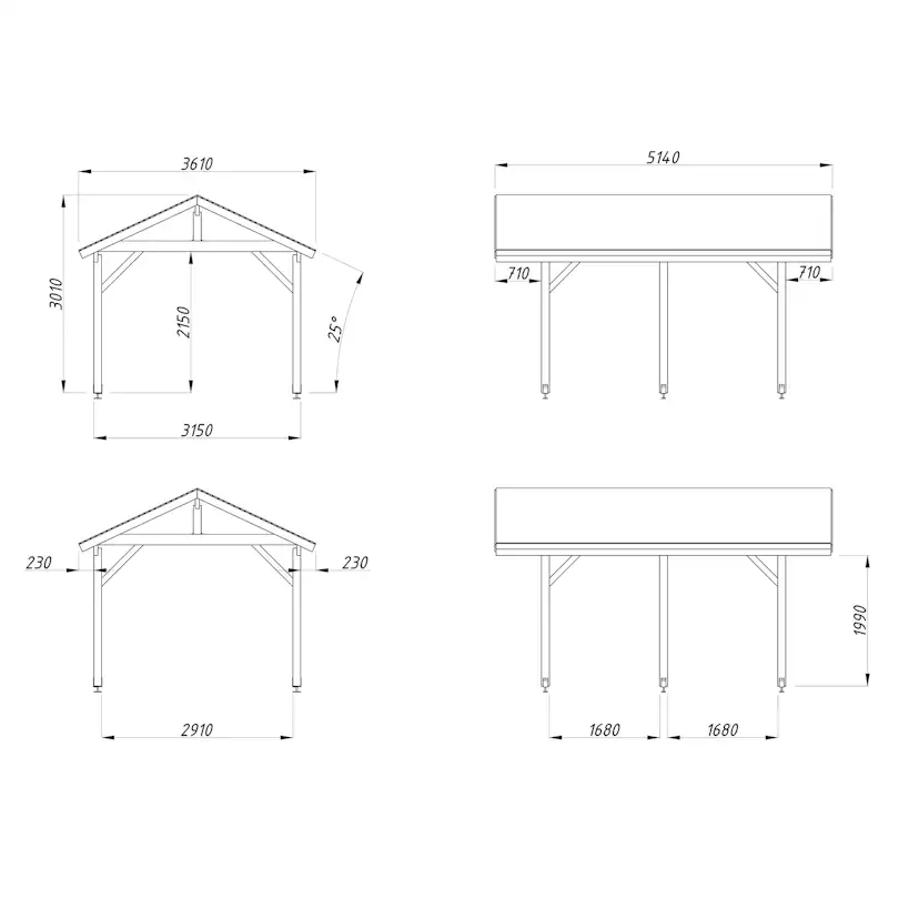 Carport Robert 11,7 m2 Obehandlad