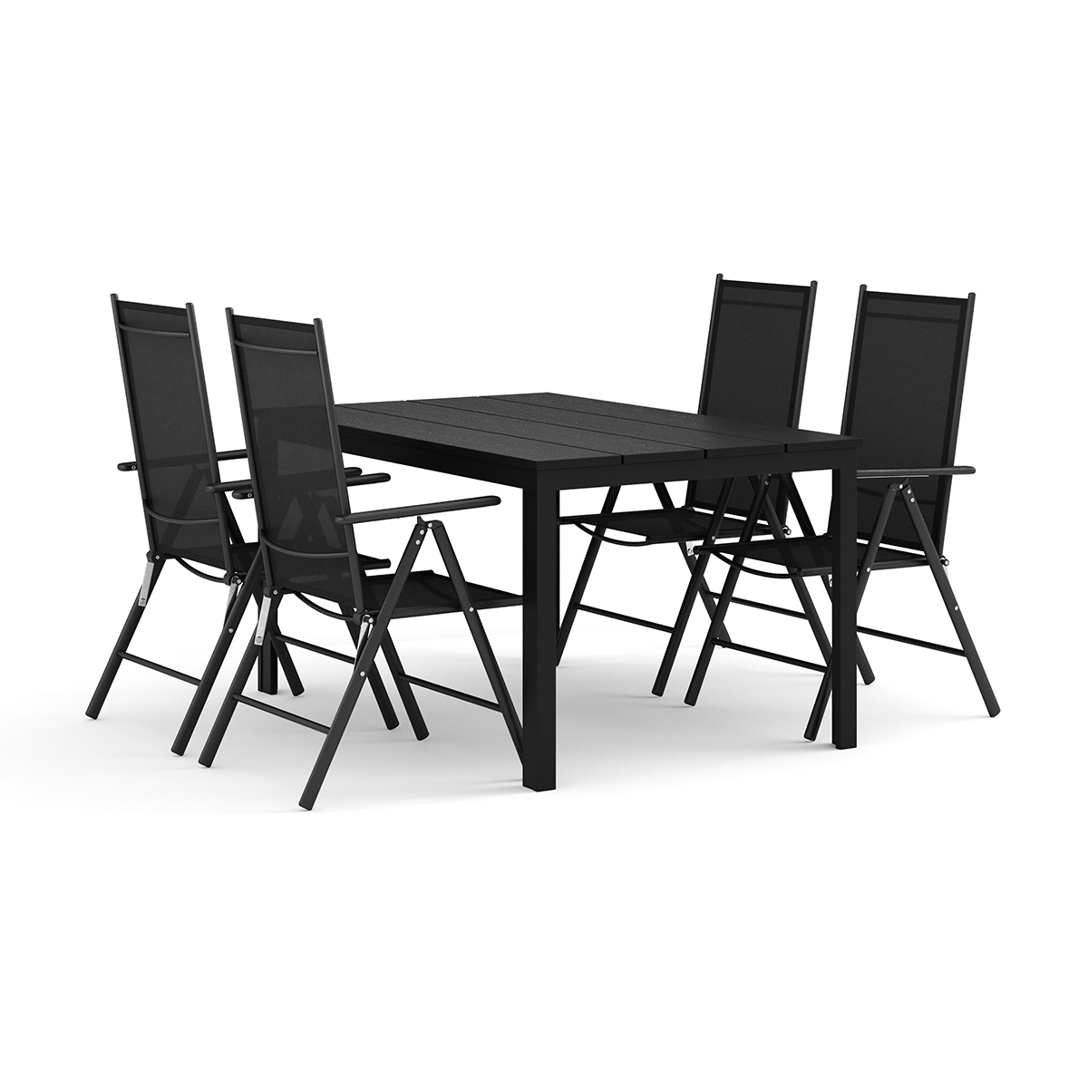 Trädgårdsgrupp Comfort Garden Tunis utomhus matgrupp 140x90 cm med 4 Maggie positionsstolar