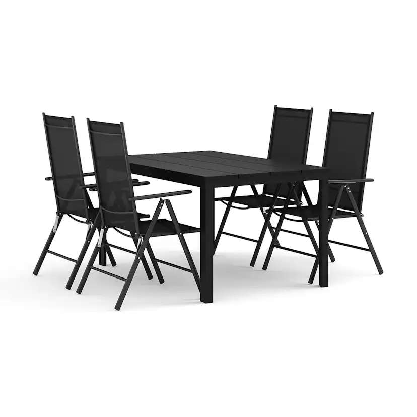 Trädgårdsgrupp Comfort Garden Tunis utomhus matgrupp 140x90 cm med 4 Maggie positionsstolar