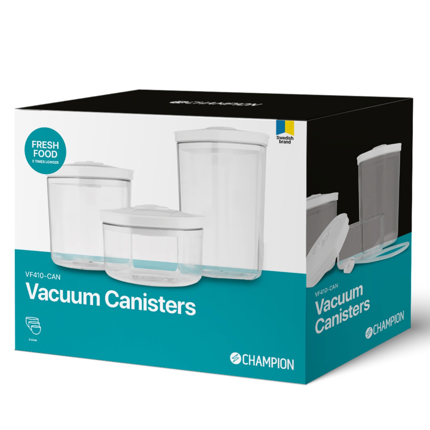 Vakuumbehållare Champion Universal 3-pack (0,7L 1,4L 2L)