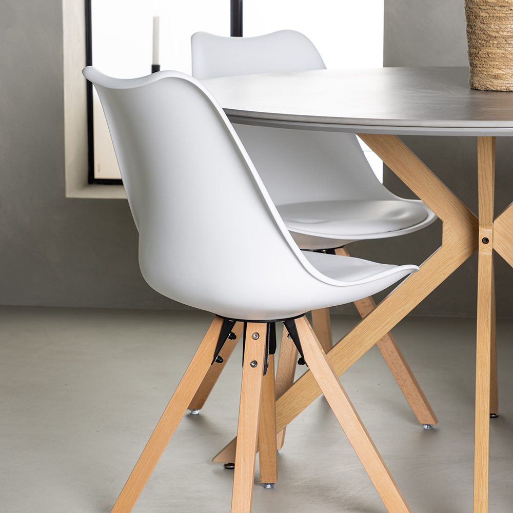 Matgrupp Venture Home Piazza Ø120 cm med 4 st Zeno stolar Vit