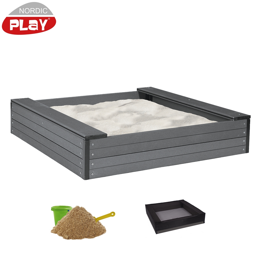 Sandlåda Nordic Play 120X120 cm Inkl. Nät och 240 Kg Sand