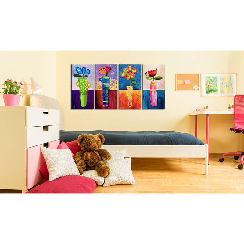 Handmålad Tavla Arkiio  Regnbågsblommor 120x60