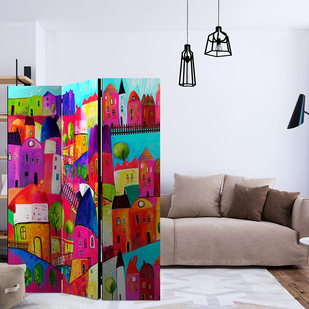 Rumsavdelare Skärmvägg Arkiio Rainbow-Hued Town 135x172 cm