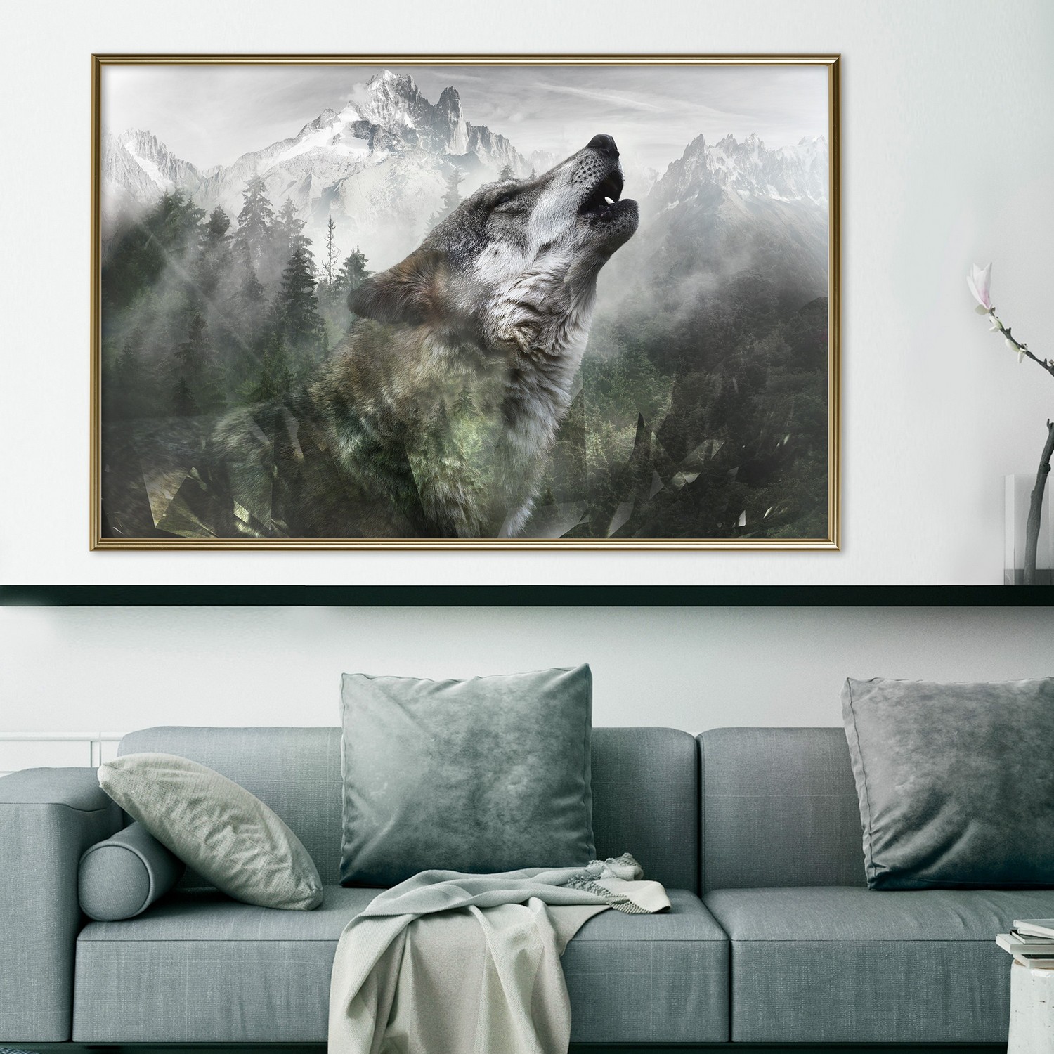 Poster Artgeist Affisch Howling Wolf