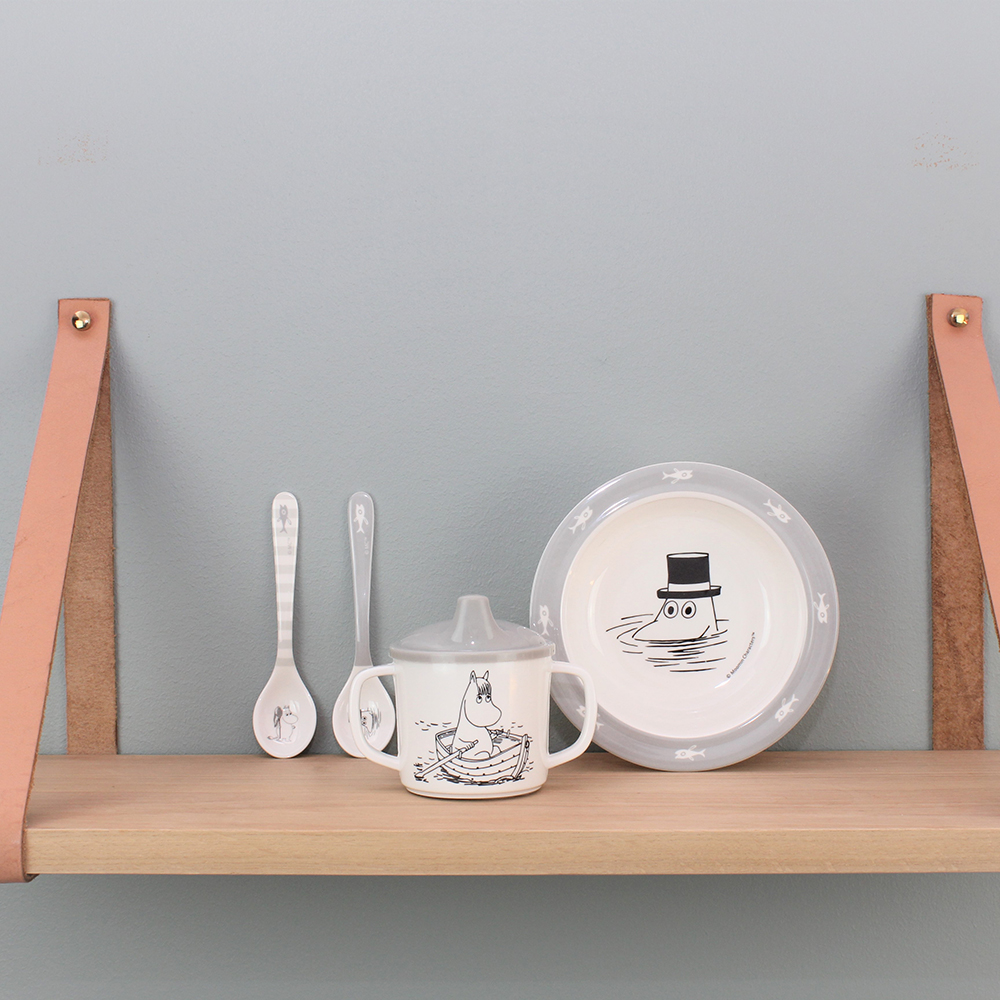 Sugkoppstallrik Rätt Start Mumin Grå