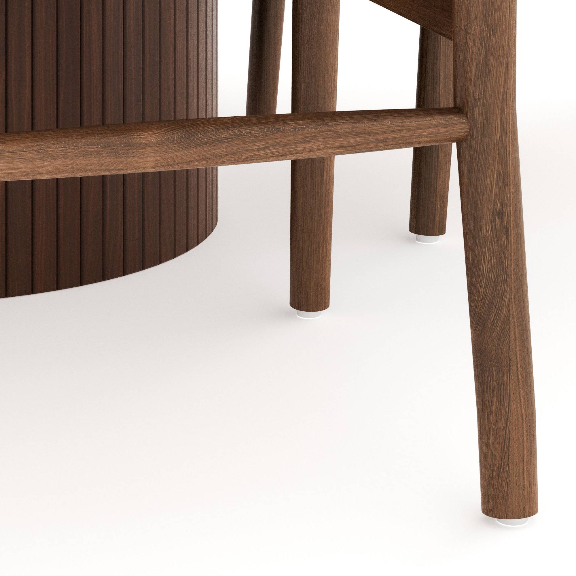 Matgrupp Bark Kopparbo Runt Matbord 120 cm med 4 Dastoori Matstol Valnöt