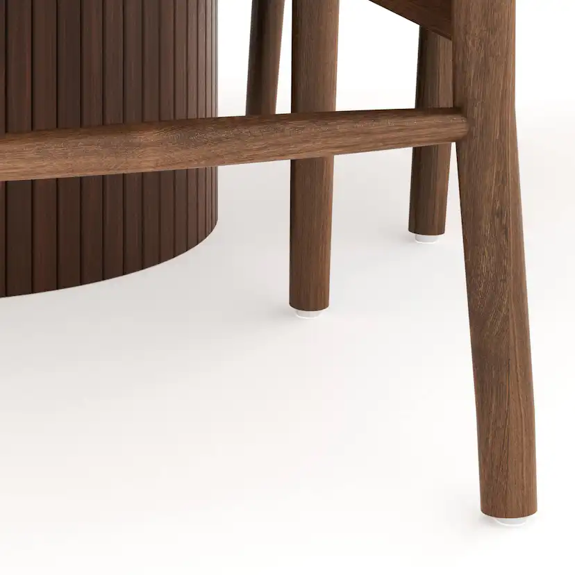 Matgrupp Bark Kopparbo Runt Matbord 120 cm med 4 Dastoori Matstol Valnöt