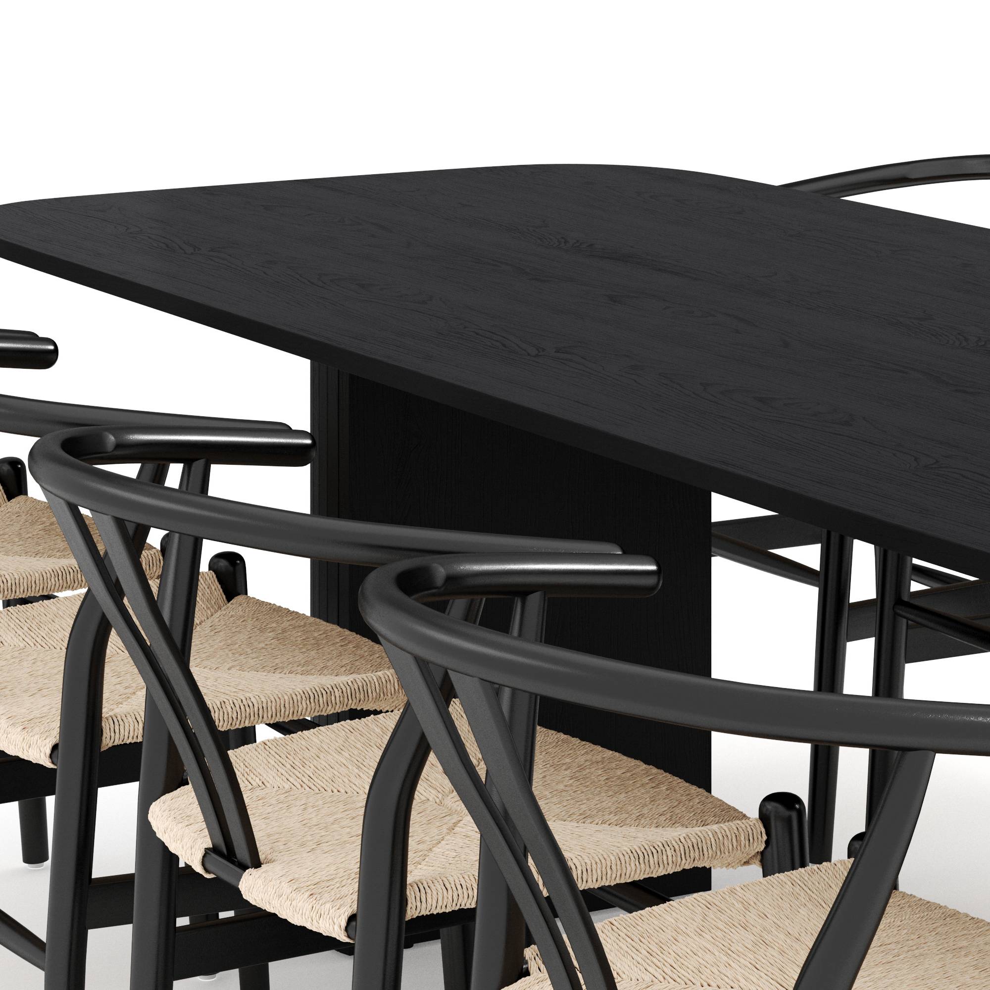 Matgrupp Bark Kopparbo Rektangulärt Matbord 240 cm med 8 Dastoori Matstol