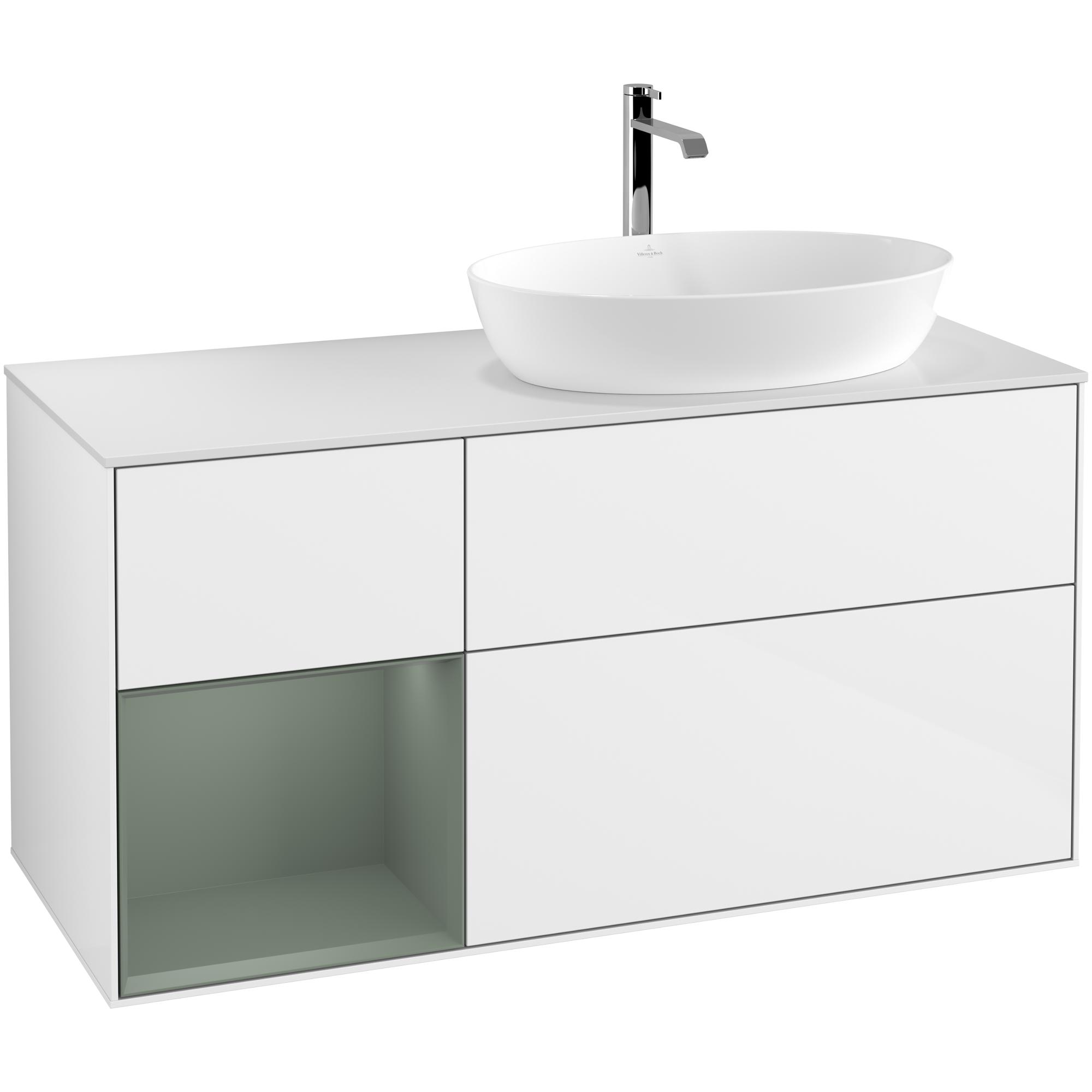Tvättställsskåp Villeroy & Boch Finion med 3 Lådor Hylla och Bänkskiva för Ocentrerat Tvättställ från Artis & Collaro