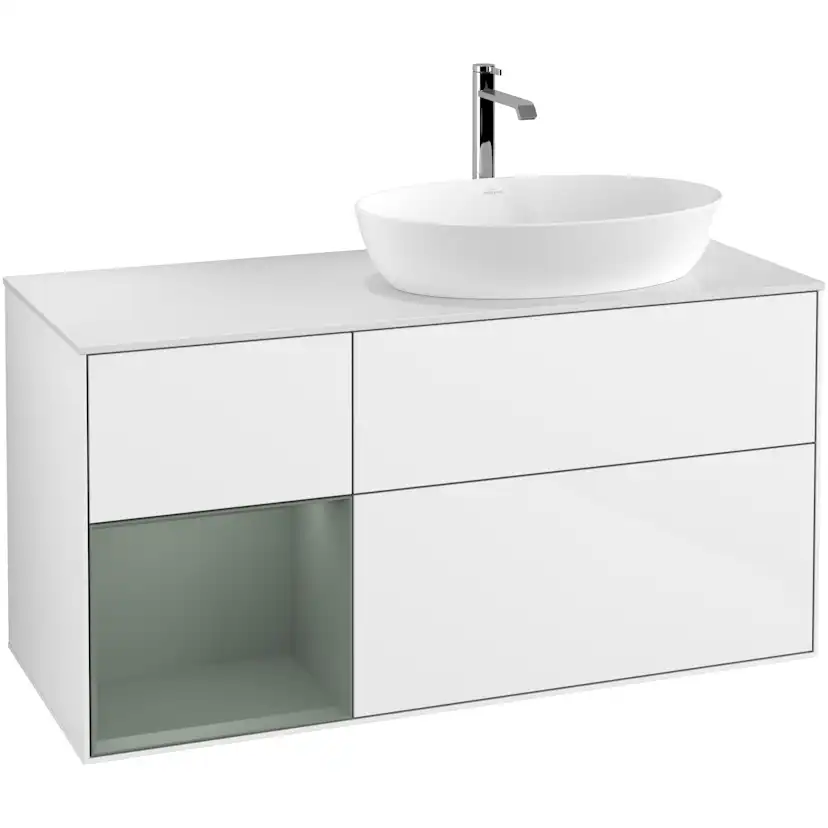 Tvättställsskåp Villeroy & Boch Finion med 3 Lådor Hylla och Bänkskiva för Ocentrerat Tvättställ från Artis & Collaro