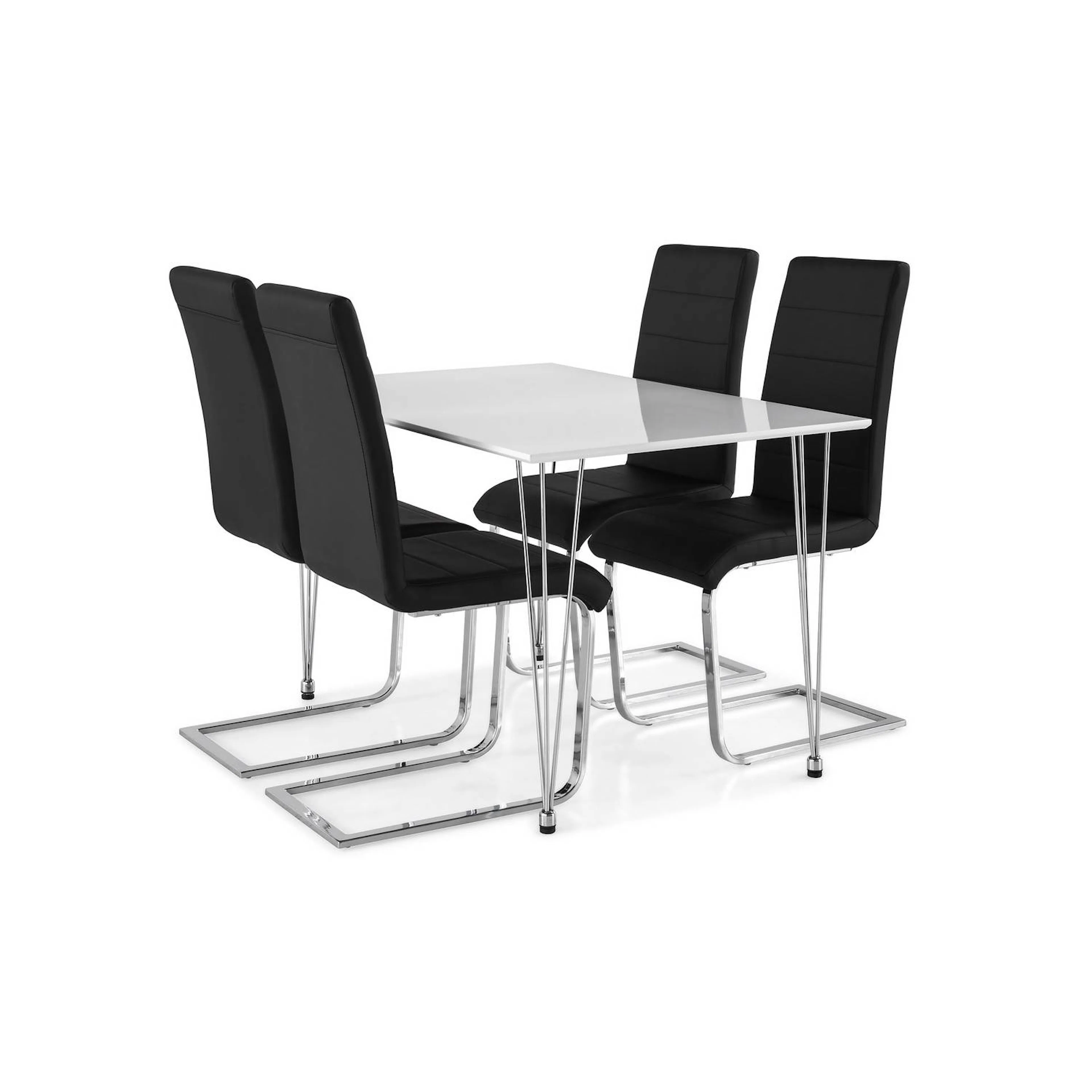 Kronblom Matgrupp 120 cm med 4 Cibus Stol Matstol: Svart