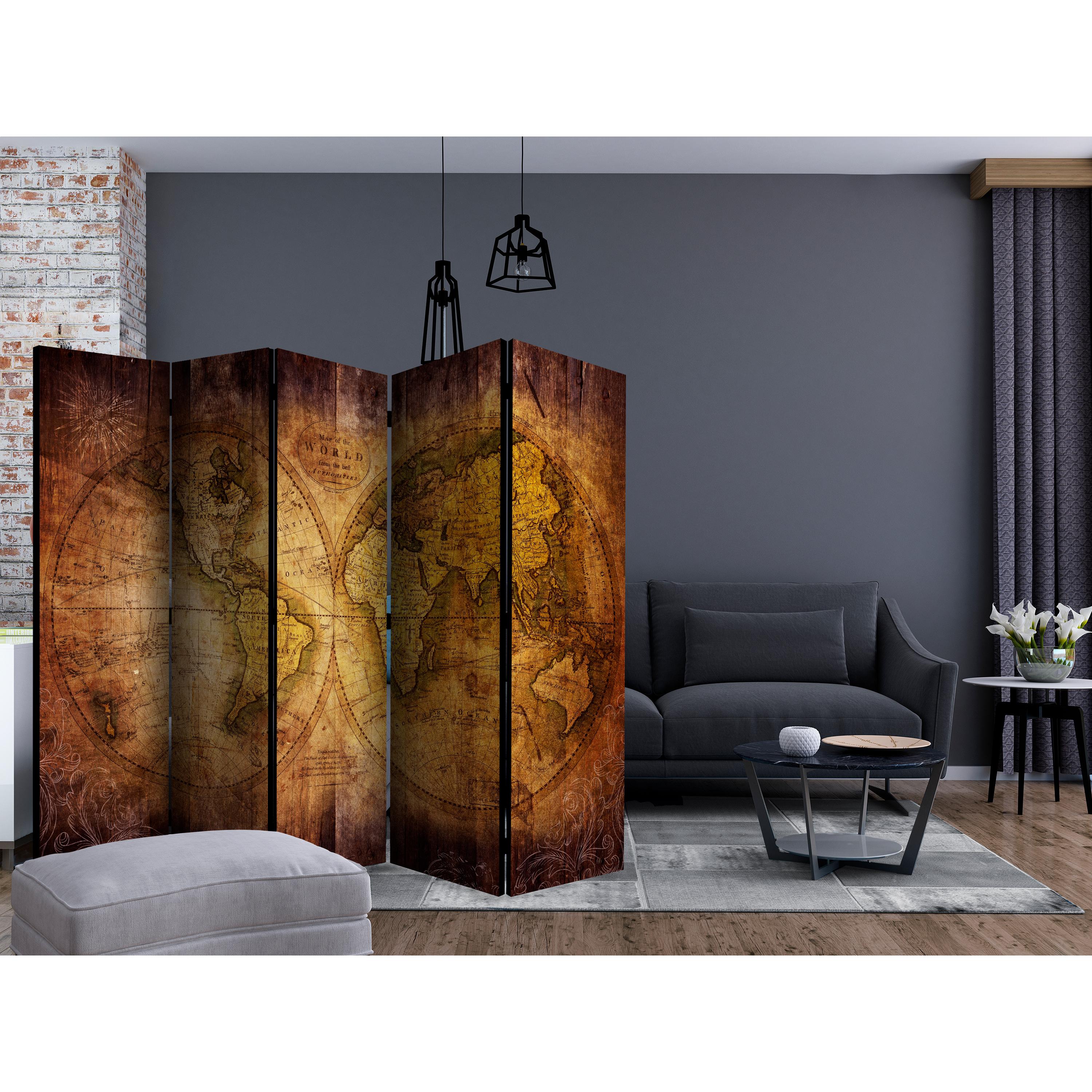 Rumsavdelare Skärmvägg Arkiio World on Old Map II 225x172 cm